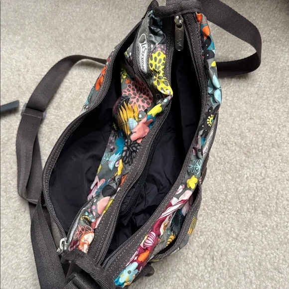 LeSportsac Floral Crossbody Bag - Black and Multicolor - Picture 3 of 6